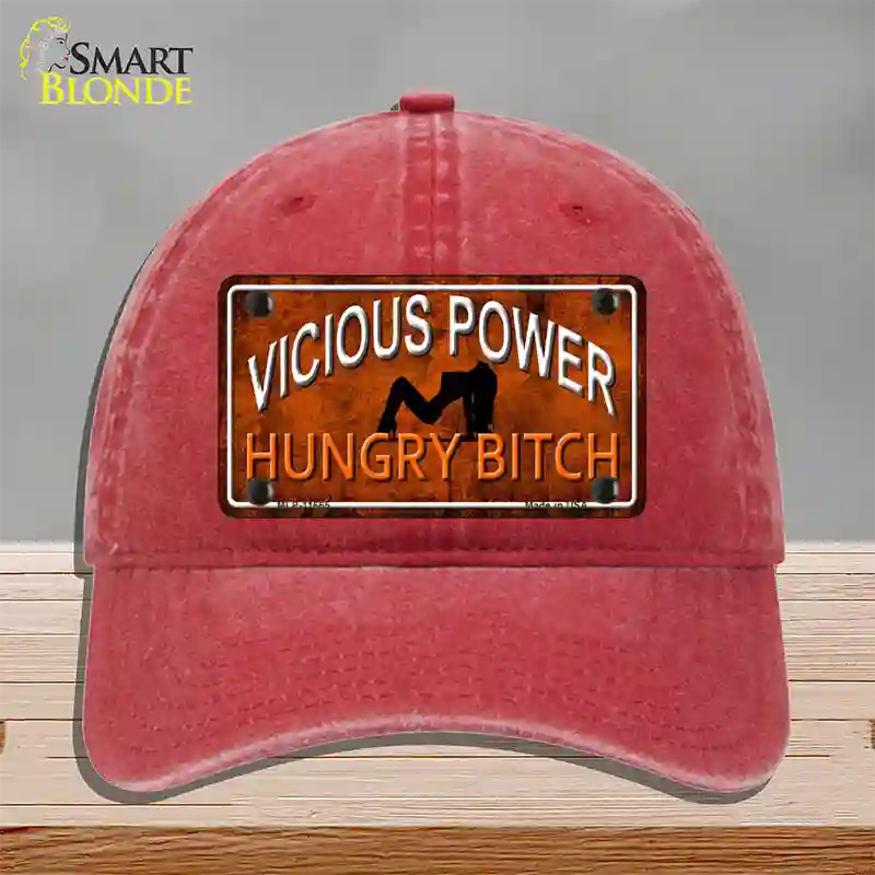 Vicious Power Novelty License Plate Hat Unconstructed Cotton / Red