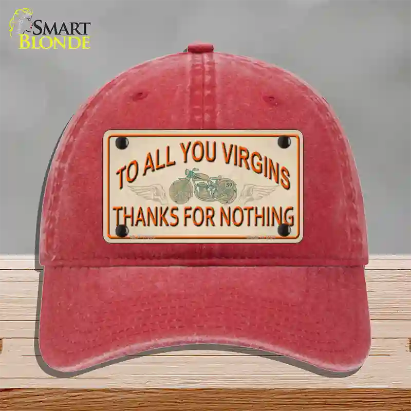 To All You Virgins Novelty License Plate Hat Unconstructed Cotton / Red