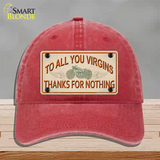 To All You Virgins Novelty License Plate Hat Unconstructed Cotton / Red