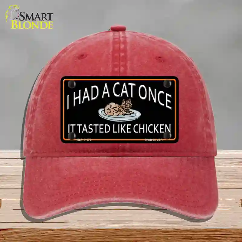 I Had A Cat Once Novelty License Plate Hat Unconstructed Cotton / Red