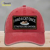 I Had A Cat Once Novelty License Plate Hat Unconstructed Cotton / Red