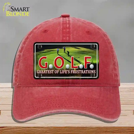 GOLF Novelty License Plate Hat Unconstructed Cotton / Red