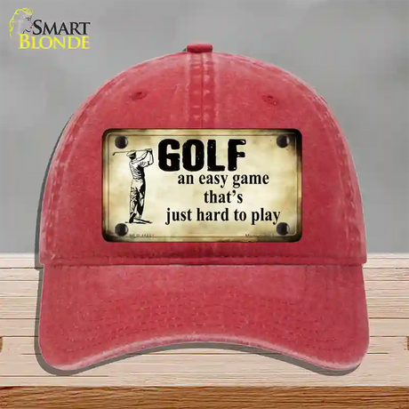 Golf An Easy Game Novelty License Plate Hat Unconstructed Cotton / Red