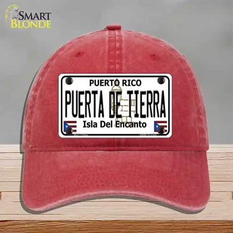 Puerta De Tierra Puerto Rico Novelty License Plate Hat Unconstructed Cotton / Red