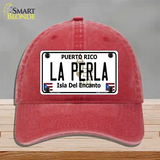 La Perla Puerto Rico Novelty License Plate Hat Unconstructed Cotton / Red