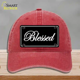 Blessed Black Novelty License Plate Hat Unconstructed Cotton / Red