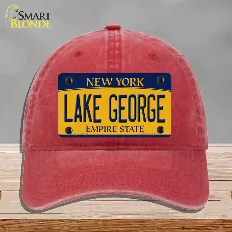 Lake George New York Novelty License Plate Hat Unconstructed Cotton / Red