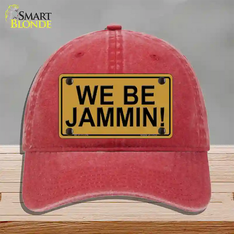 We Be Jammin Novelty License Plate Hat Unconstructed Cotton / Red