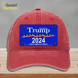 President Trump 2024 Novelty License Plate Hat Unconstructed Cotton / Red