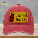 Little Things Mean A Lot Novelty License Plate Hat Unconstructed Cotton / Red