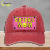 Softball Mom Novelty License Plate Hat Unconstructed Cotton / Red