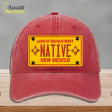 Native New Mexico Yellow State Novelty License Plate Hat Unconstructed Cotton / Red