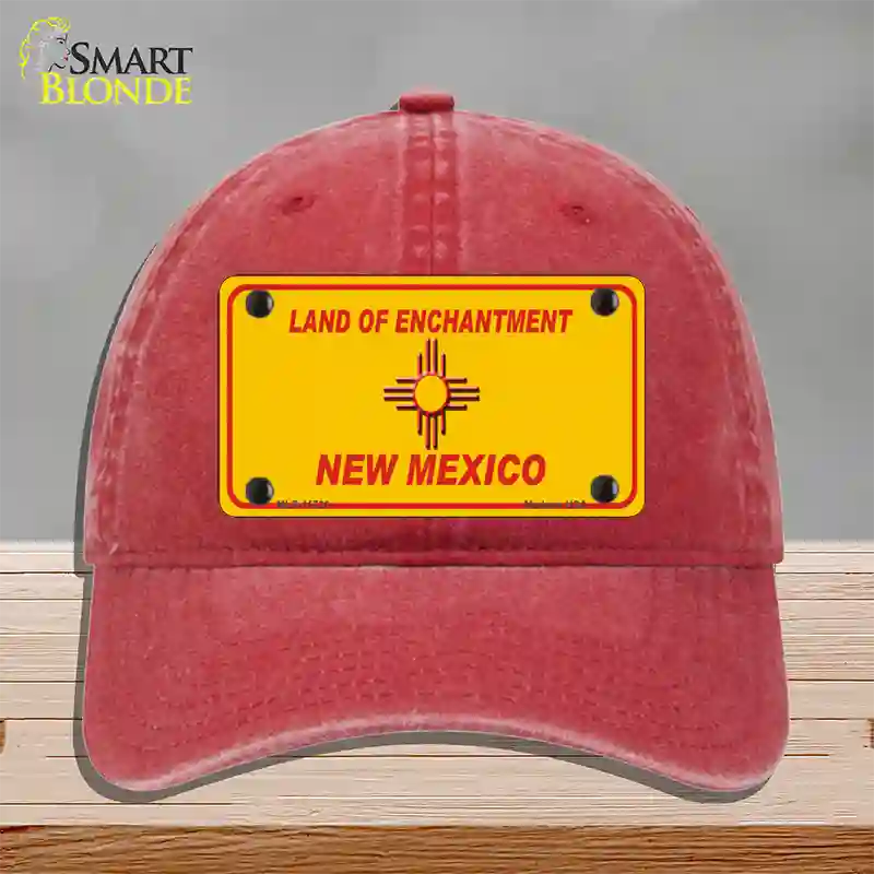 New Mexico Blank Yellow State Novelty License Plate Hat Unconstructed Cotton / Red