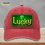 Lucky Irish Novelty License Plate Hat Unconstructed Cotton / Red