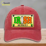 Irish and Proud Novelty License Plate Hat Unconstructed Cotton / Red