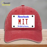 MIT Massachusetts State Novelty License Plate Hat Unconstructed Cotton / Red