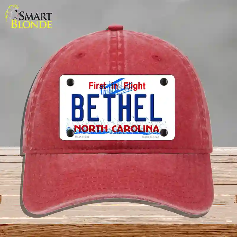 Bethel North Carolina State Novelty License Plate Hat Unconstructed Cotton / Red