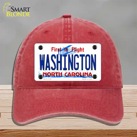 Washington North Carolina State Novelty License Plate Hat Unconstructed Cotton / Red