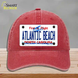 Atlantic Beach North Carolina State Novelty License Plate Hat Unconstructed Cotton / Red