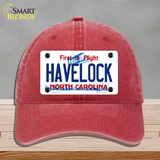 Havelock North Carolina State Novelty License Plate Hat Unconstructed Cotton / Red