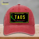 Taos New Mexico Black State Novelty License Plate Hat Unconstructed Cotton / Red