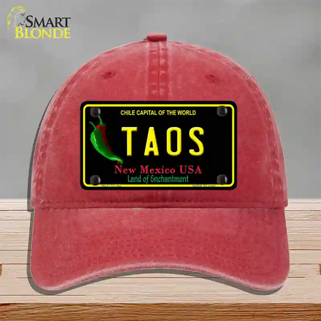 Taos New Mexico Black State Novelty License Plate Hat Unconstructed Cotton / Red