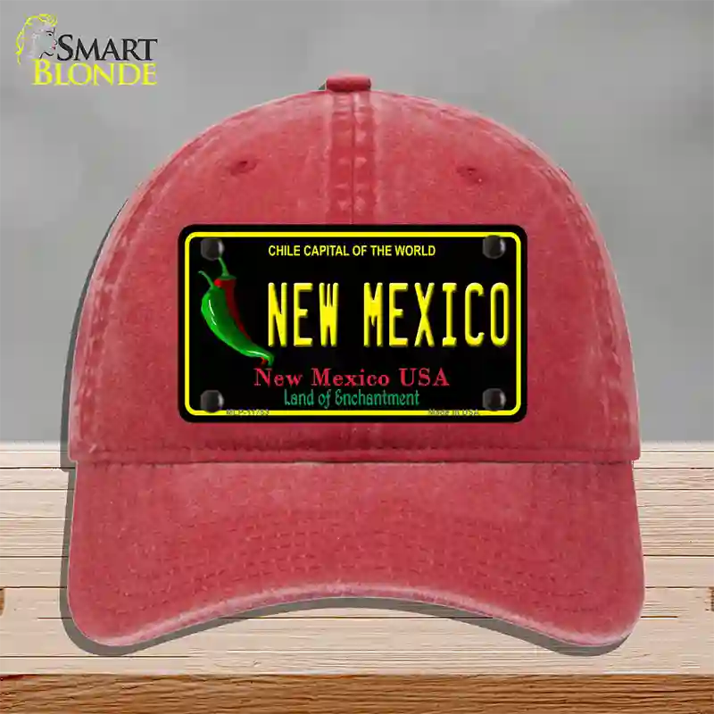 New Mexico Black State Novelty License Plate Hat Unconstructed Cotton / Red