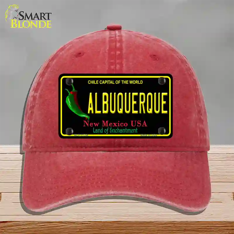 Albuquerque New Mexico Black State Novelty License Plate Hat Unconstructed Cotton / Red