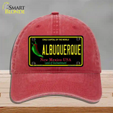 Albuquerque New Mexico Black State Novelty License Plate Hat Unconstructed Cotton / Red