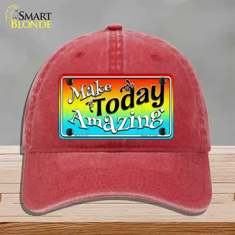 Make Today Amazing Novelty License Plate Hat Unconstructed Cotton / Red