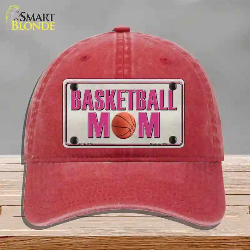 Basketball Mom Novelty License Plate Hat Unconstructed Cotton / Red