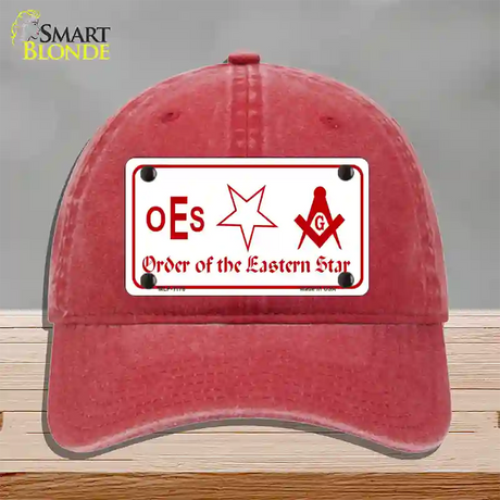 Order Of The Eastern Star Novelty License Plate Hat Unconstructed Cotton / Red