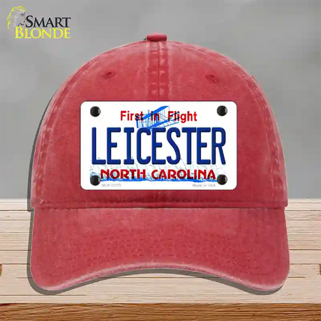 Leicester North Carolina State Novelty License Plate Hat Unconstructed Cotton / Red