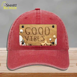 Good Vibes in the Sand Novelty License Plate Hat Unconstructed Cotton / Red