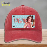 The Hop Vintage Pinup Novelty License Plate Hat Unconstructed Cotton / Red