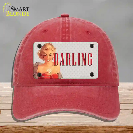 Darling Vintage Pinup Novelty License Plate Hat Unconstructed Cotton / Red