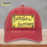 Sunshine With A Little Hurricane Novelty License Plate Hat Unconstructed Cotton / Red