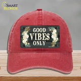 Good Vibes Only Novelty License Plate Hat Unconstructed Cotton / Red