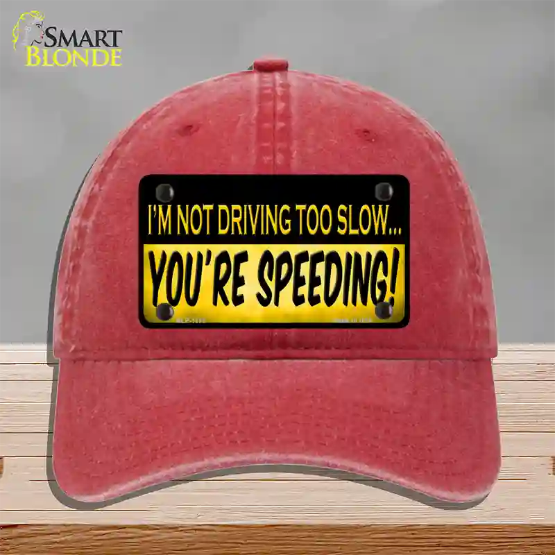 Youre Speeding Novelty License Plate Hat Unconstructed Cotton / Red