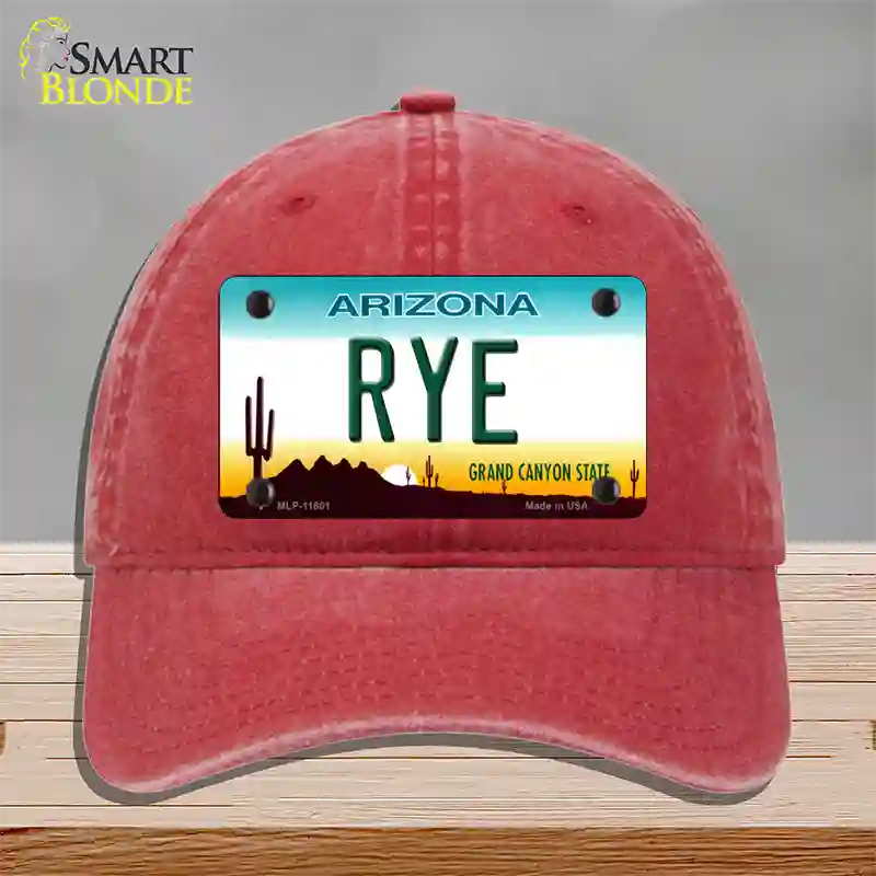 Rye Arizona Novelty License Plate Hat Unconstructed Cotton / Red