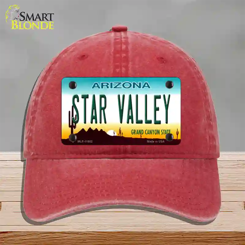 Star Valley Arizona Novelty License Plate Hat Unconstructed Cotton / Red