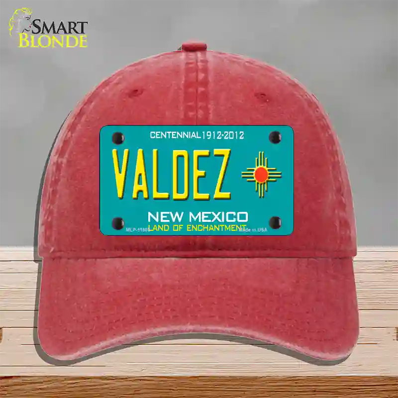 Valdez New Mexico Novelty License Plate Hat Unconstructed Cotton / Red