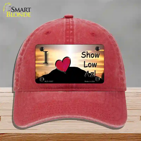 Show Low Hilltop Arizona Novelty License Plate Hat Unconstructed Cotton / Red