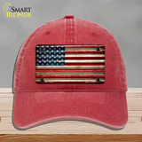 American Flag Corrugated Novelty License Plate Hat Unconstructed Cotton / Red