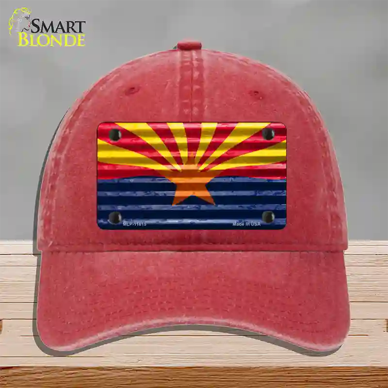 Arizona Flag Novelty License Plate Hat Unconstructed Cotton / Red