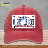 Wrightsville Beach North Carolina Novelty License Plate Hat Unconstructed Cotton / Red