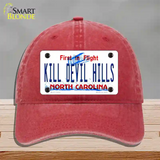 Kill Devil Hills North Carolina Novelty License Plate Hat Unconstructed Cotton / Red