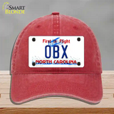 OBX North Carolina Novelty License Plate Hat Unconstructed Cotton / Red