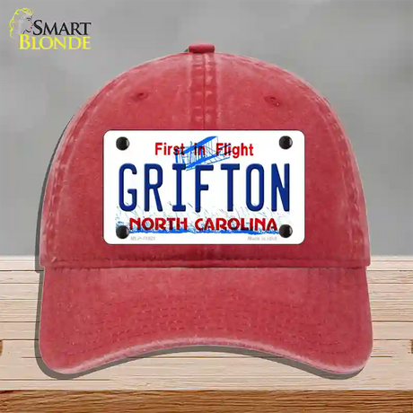 Grifton North Carolina Novelty License Plate Hat Unconstructed Cotton / Red