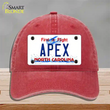 Apex North Carolina Novelty License Plate Hat Unconstructed Cotton / Red